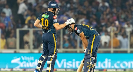After Vijay Shankar's wicket, Abhinav Manohar and David Miller put together a quickfire partnership of 72 runs to help Gujarat Titans accelerate. Manohar blasted 42 in only 21 balls before he lost his wicket in the 19th over. 
